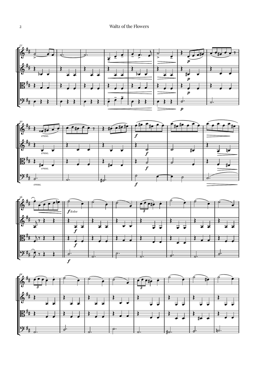 Waltz of the Flowers by Tchaikovsky | ENCHANTING Sheet Music String Quartet scores gallery preview page 2