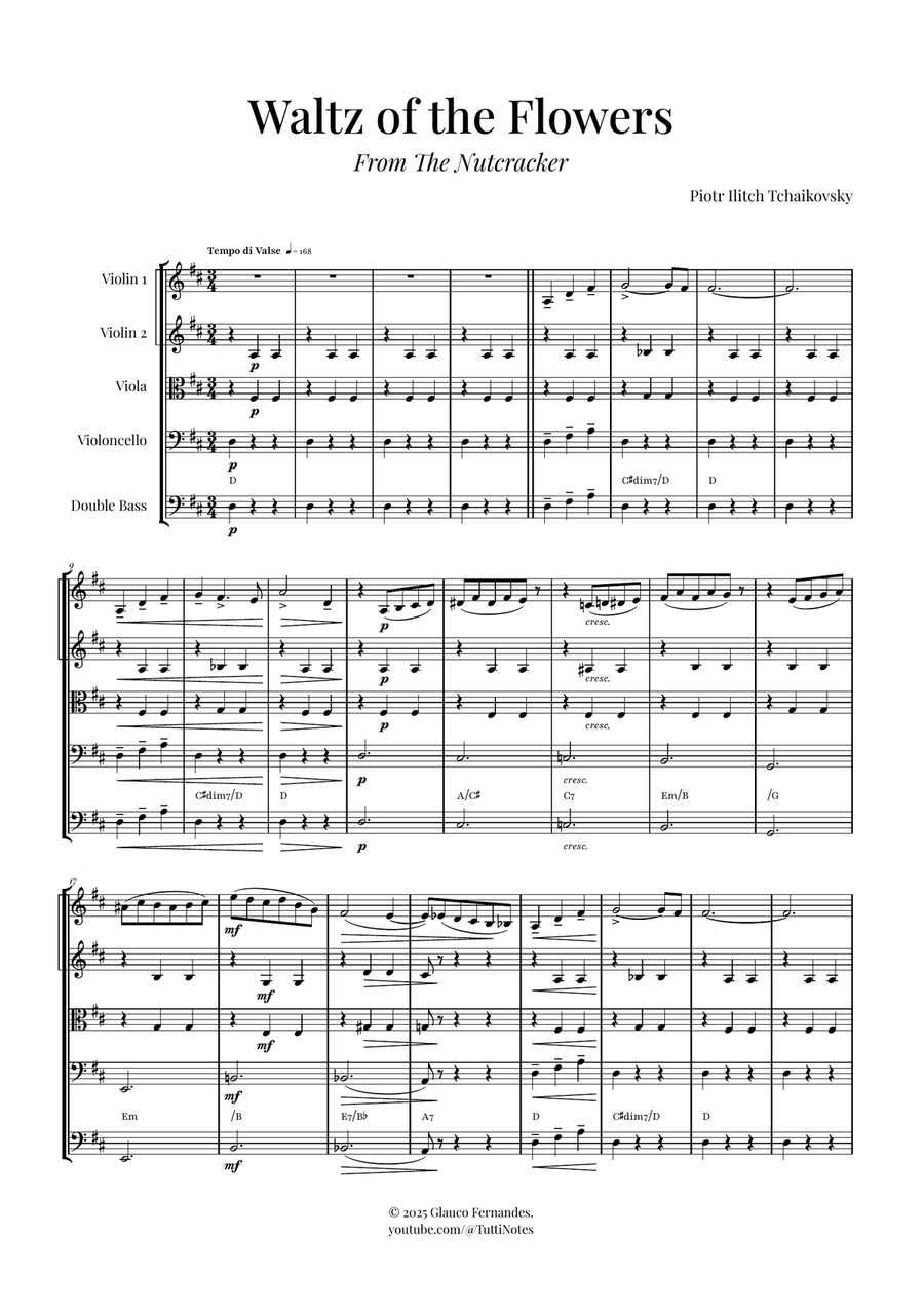 Waltz of the Flowers by Tchaikovsky | ENCHANTING Sheet Music String Orchestra scores gallery preview page 1
