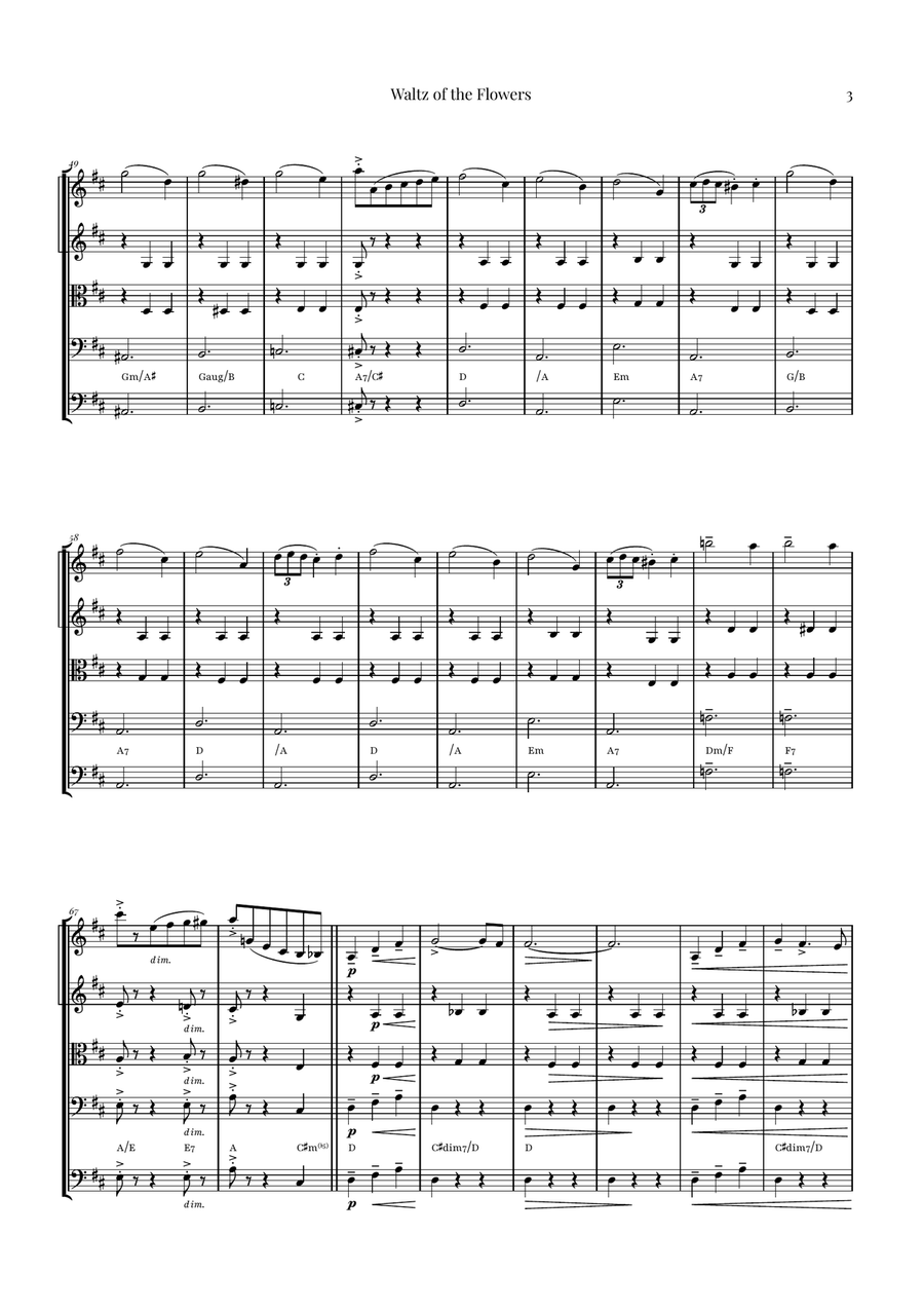 Waltz of the Flowers by Tchaikovsky | ENCHANTING Sheet Music String Orchestra scores gallery preview page 3