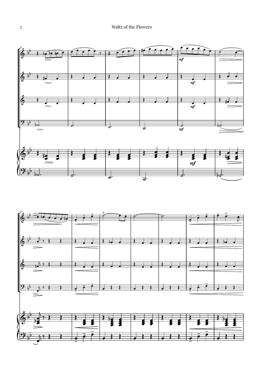 Waltz of the Flowers by Tchaikovsky | ENCHANTING Sheet Music Woodwind Quartet scores gallery preview page 2