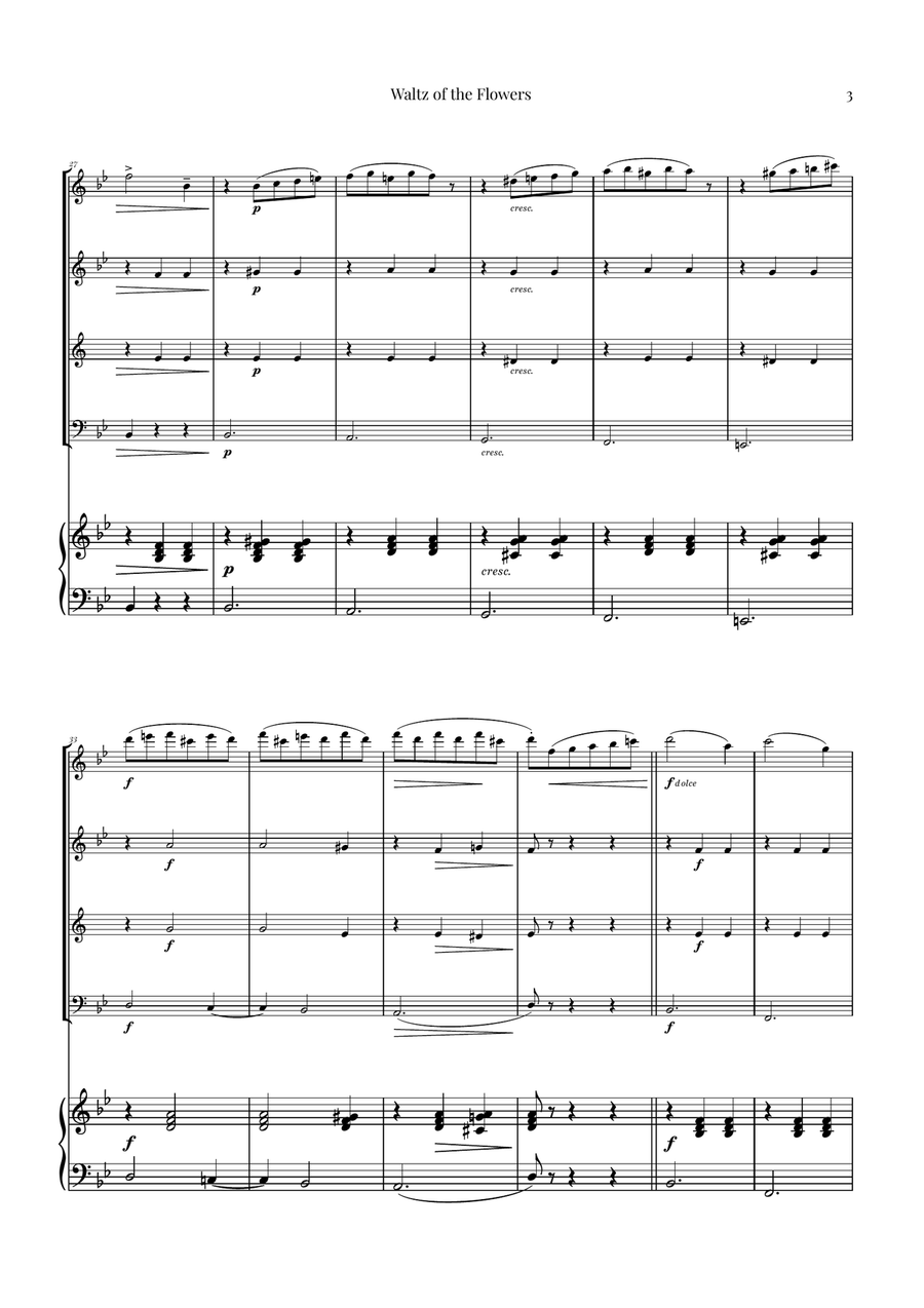 Waltz of the Flowers by Tchaikovsky | ENCHANTING Sheet Music Woodwind Quartet scores gallery preview page 3