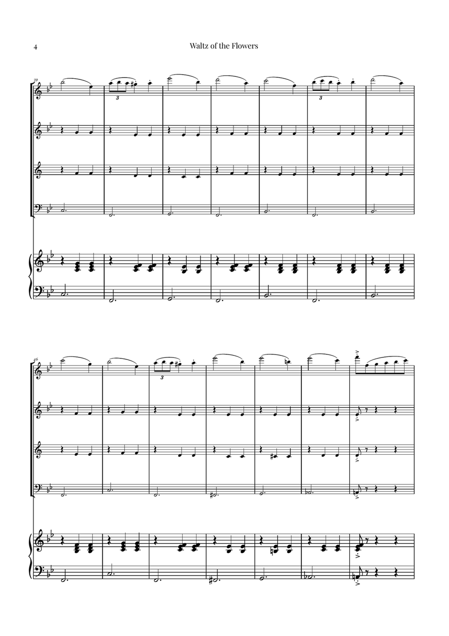 Waltz of the Flowers by Tchaikovsky | ENCHANTING Sheet Music Woodwind Quartet scores gallery preview page 4