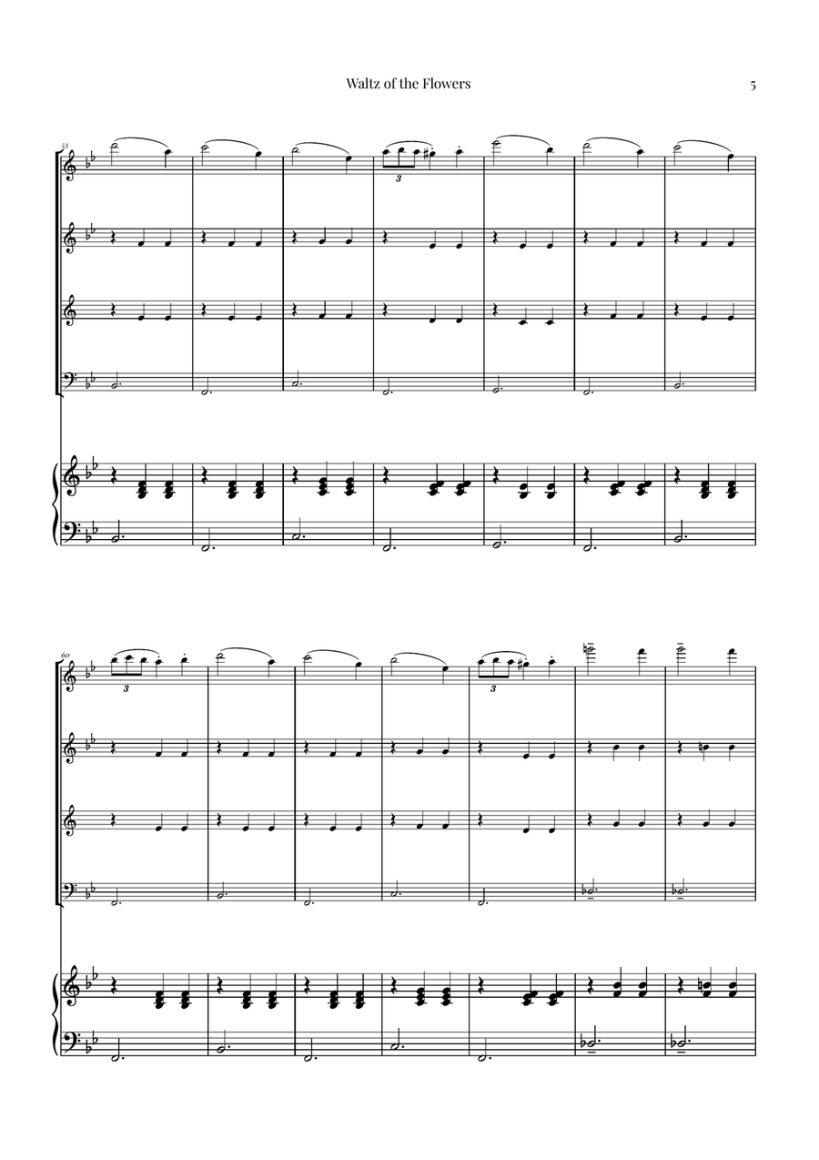Waltz of the Flowers by Tchaikovsky | ENCHANTING Sheet Music Woodwind Quartet scores gallery preview page 5