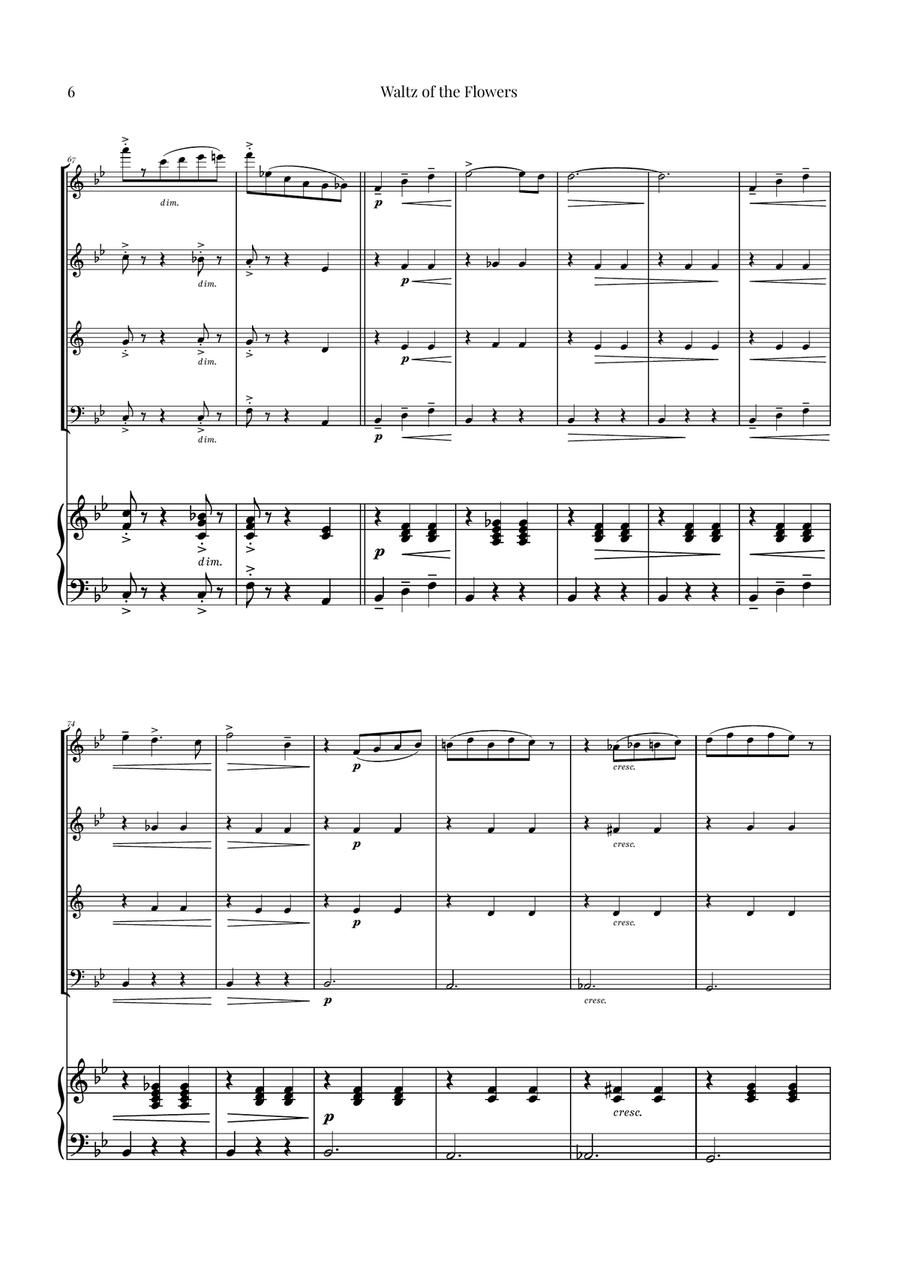 Waltz of the Flowers by Tchaikovsky | ENCHANTING Sheet Music Woodwind Quartet scores gallery preview page 6