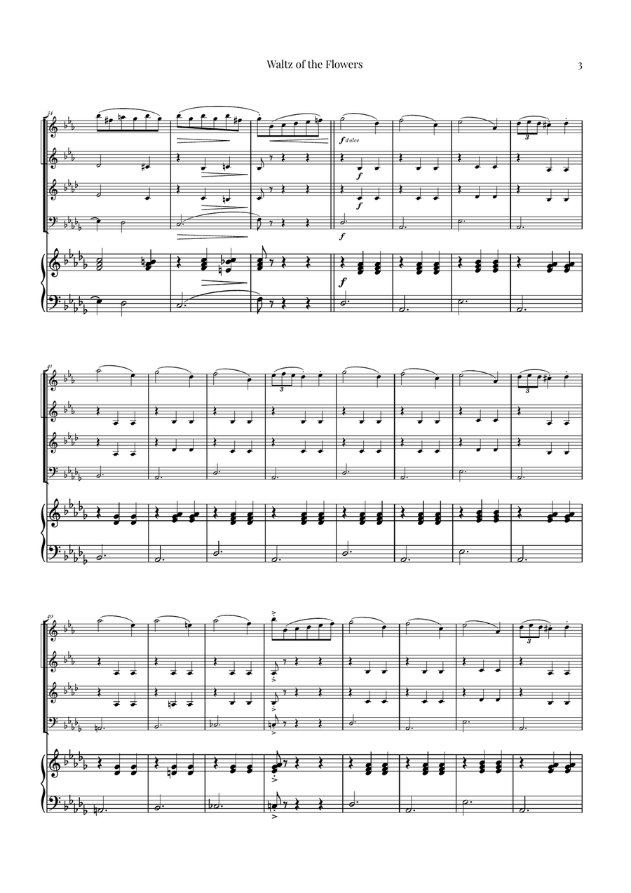 Waltz of the Flowers by Tchaikovsky | ENCHANTING Sheet Music Brass Quartet scores gallery preview page 3