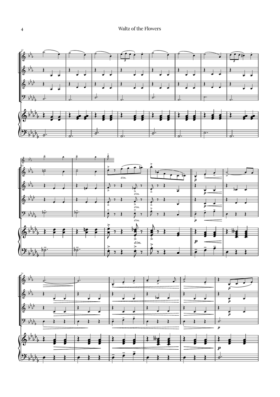 Waltz of the Flowers by Tchaikovsky | ENCHANTING Sheet Music Brass Quartet scores gallery preview page 4