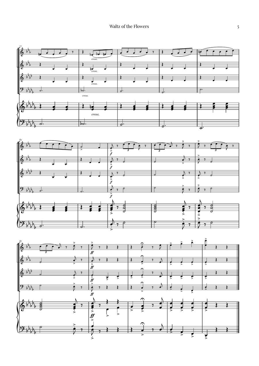 Waltz of the Flowers by Tchaikovsky | ENCHANTING Sheet Music Brass Quartet scores gallery preview page 5