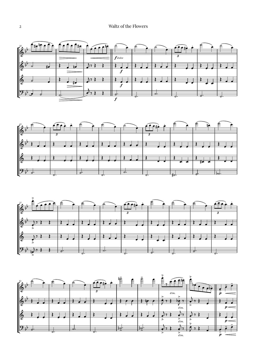Waltz of the Flowers by Tchaikovsky | ENCHANTING Sheet Music Woodwind Quartet scores gallery preview page 2