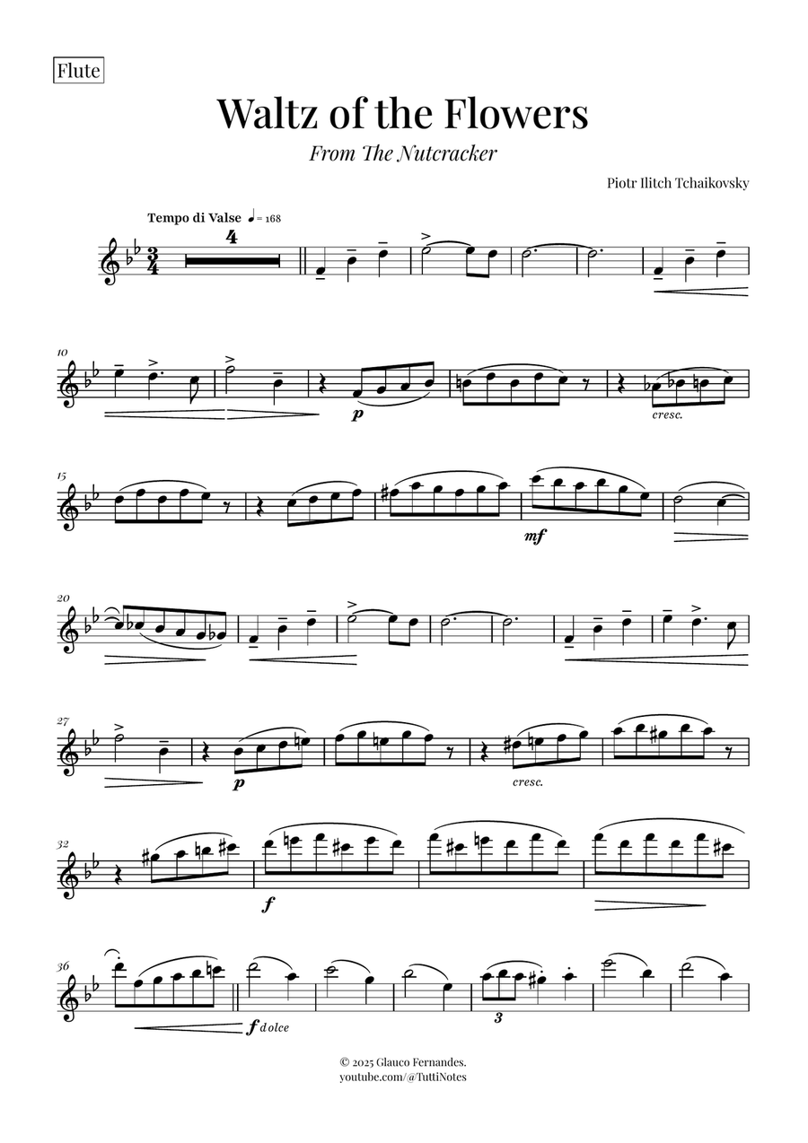 Waltz of the Flowers by Tchaikovsky | ENCHANTING Sheet Music Woodwind Quartet scores gallery preview page 4