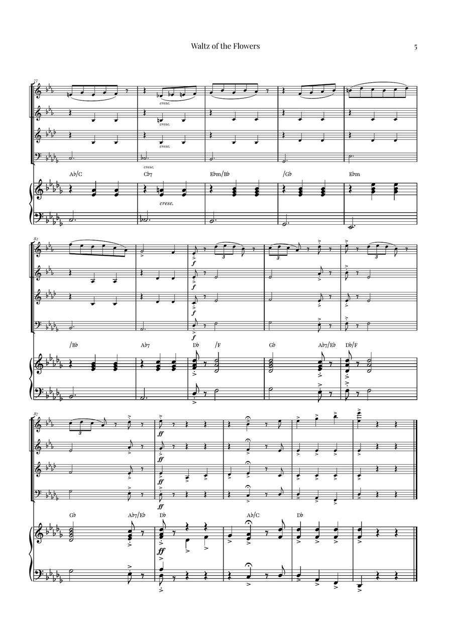 Waltz of the Flowers by Tchaikovsky | ENCHANTING Sheet Music Brass Quartet scores gallery preview page 5