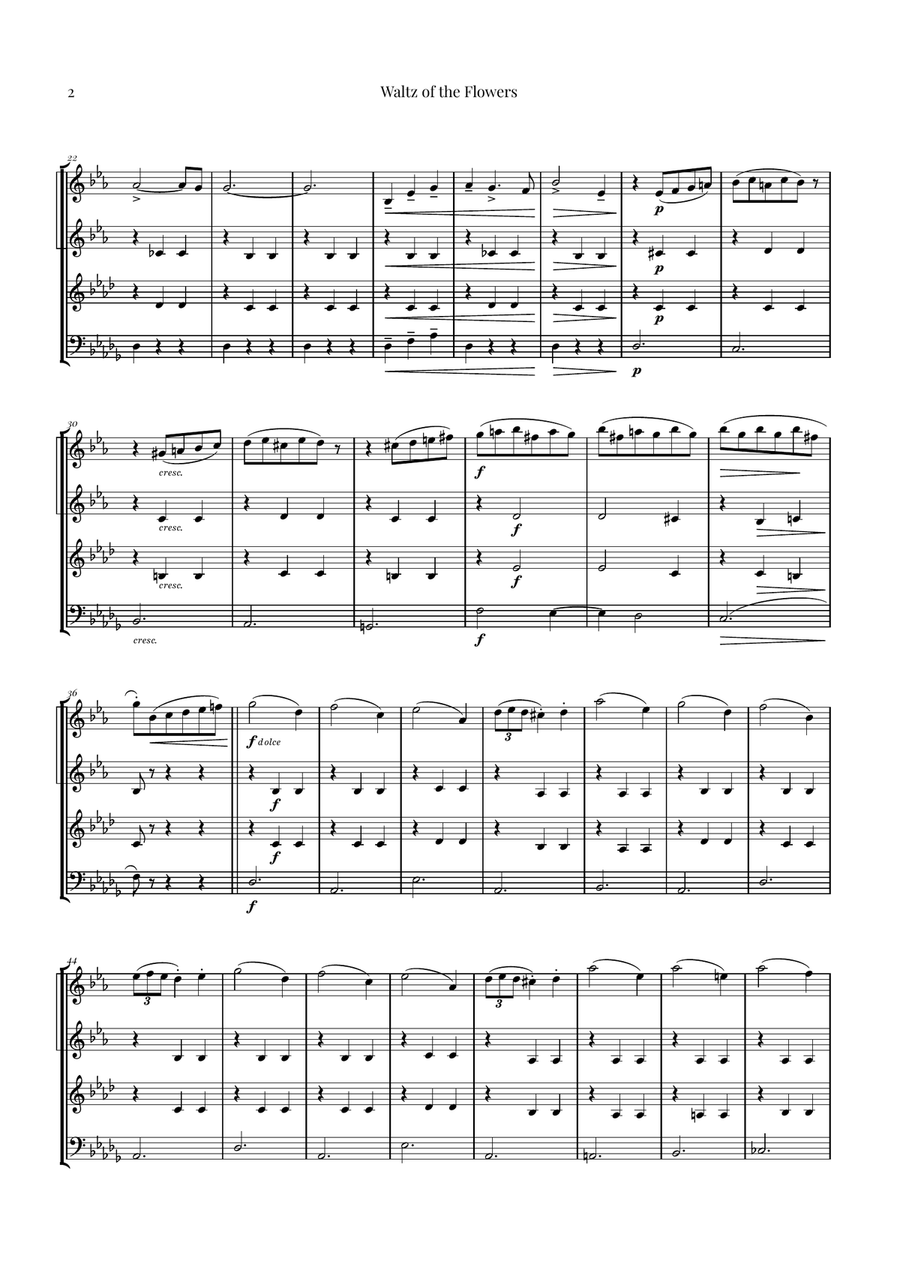 Waltz of the Flowers by Tchaikovsky | ENCHANTING Sheet Music Woodwind Quartet scores gallery preview page 2