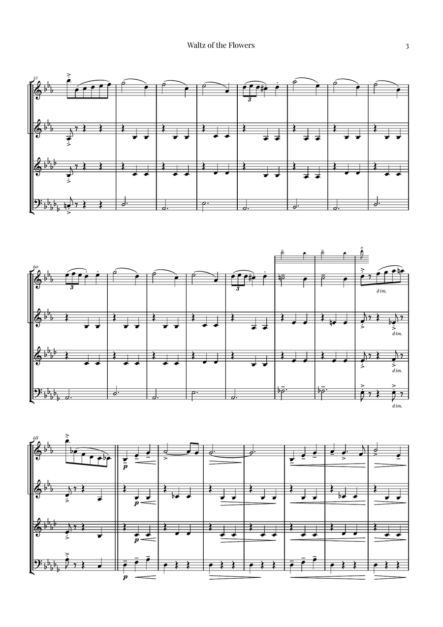 Waltz of the Flowers by Tchaikovsky | ENCHANTING Sheet Music Woodwind Quartet scores gallery preview page 3