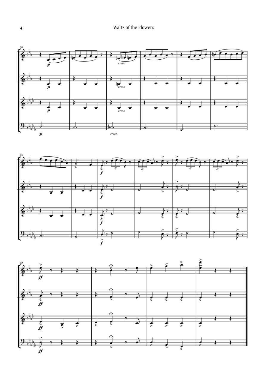 Waltz of the Flowers by Tchaikovsky | ENCHANTING Sheet Music Woodwind Quartet scores gallery preview page 4