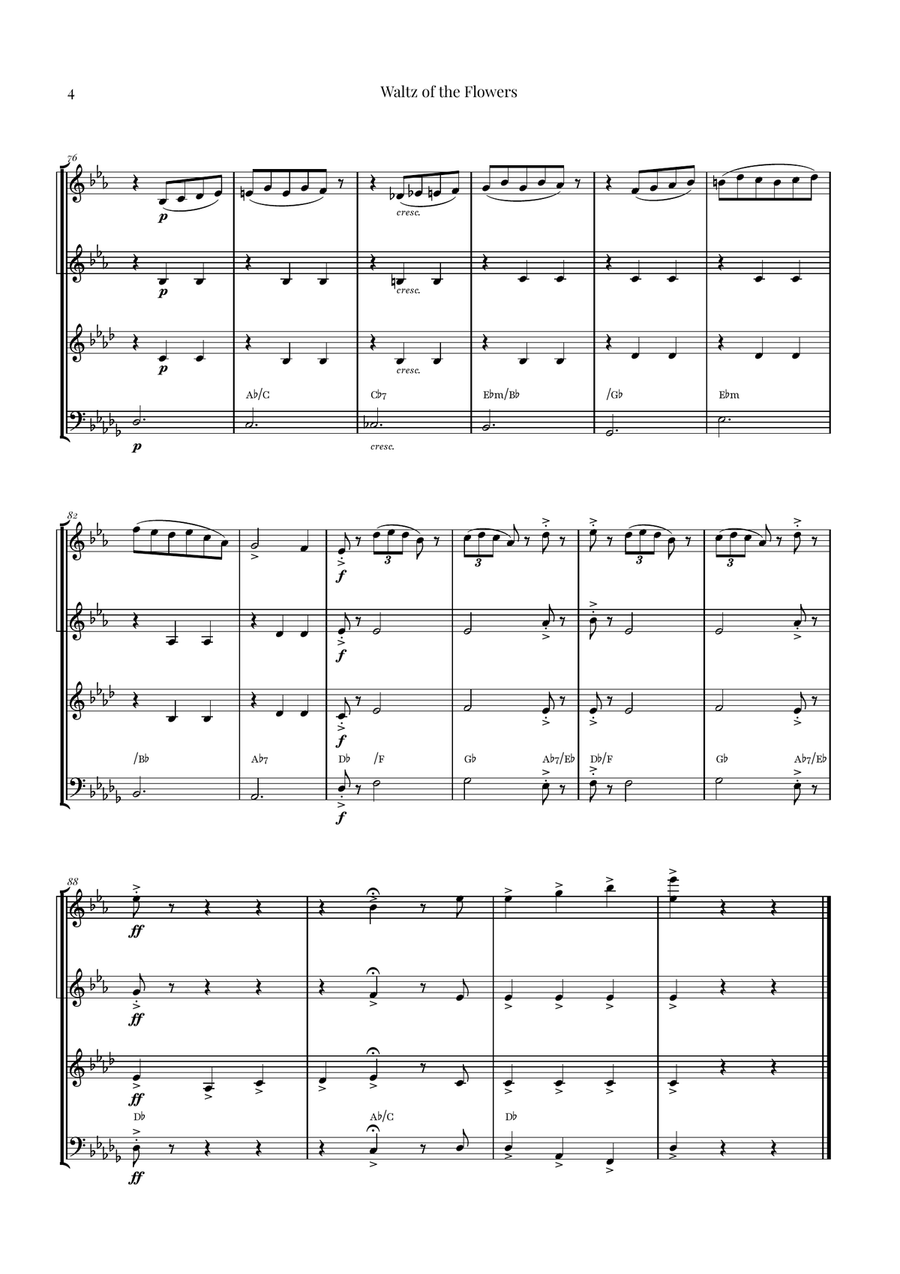 Waltz of the Flowers by Tchaikovsky | ENCHANTING Sheet Music Woodwind Quartet scores gallery preview page 4
