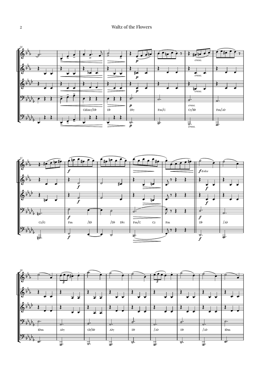Waltz of the Flowers by Tchaikovsky | ENCHANTING Sheet Music Brass Quintet scores gallery preview page 2