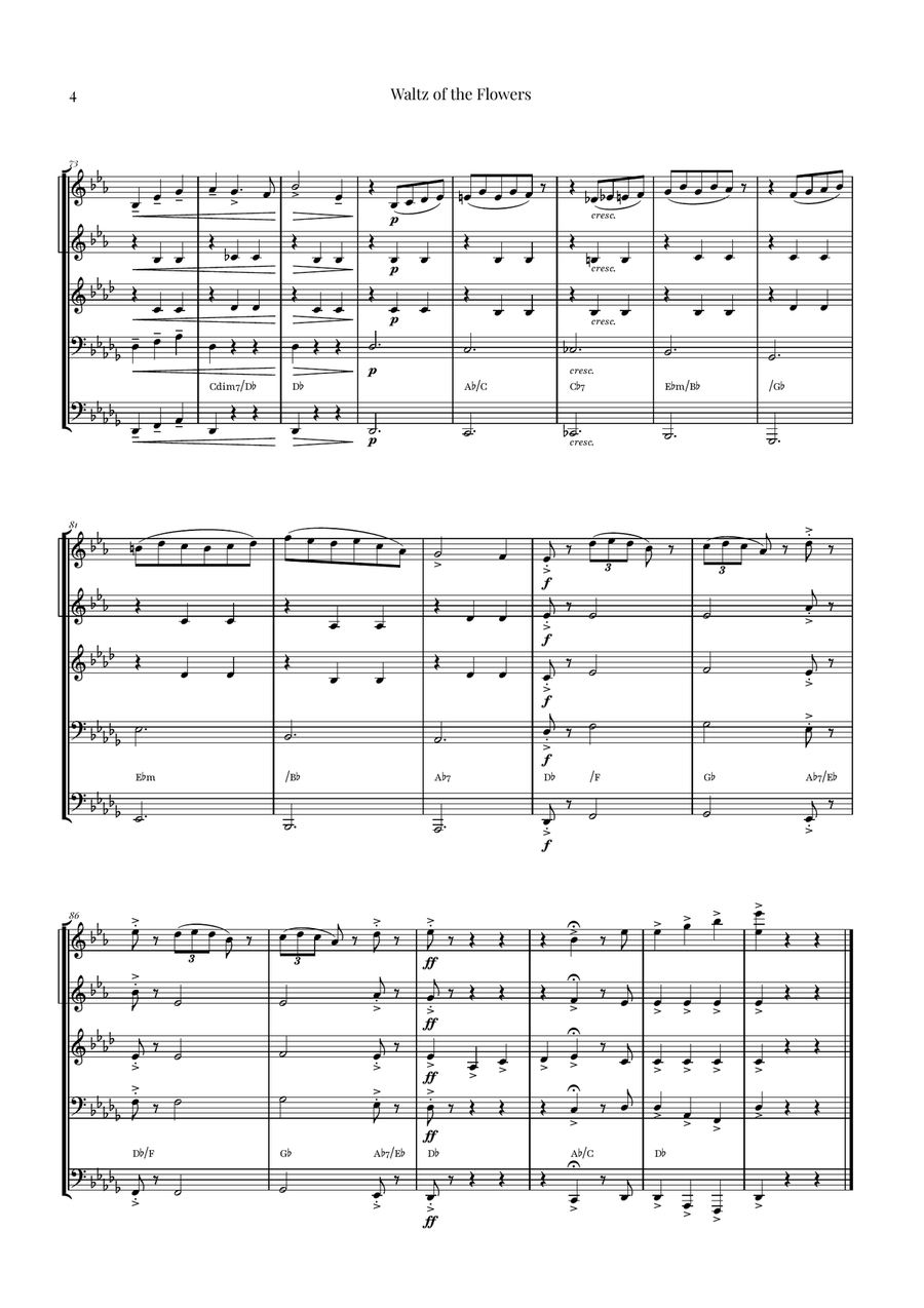 Waltz of the Flowers by Tchaikovsky | ENCHANTING Sheet Music Brass Quintet scores gallery preview page 4