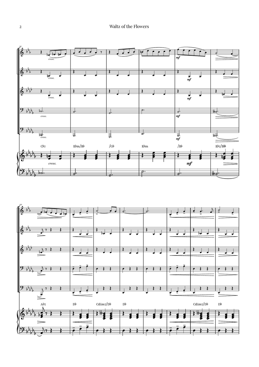 Waltz of the Flowers by Tchaikovsky | ENCHANTING Sheet Music Brass Quintet scores gallery preview page 2