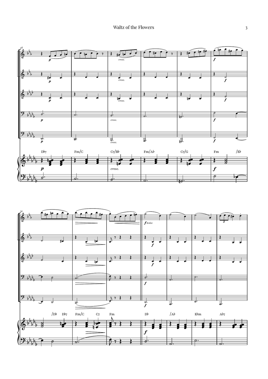 Waltz of the Flowers by Tchaikovsky | ENCHANTING Sheet Music Brass Quintet scores gallery preview page 3
