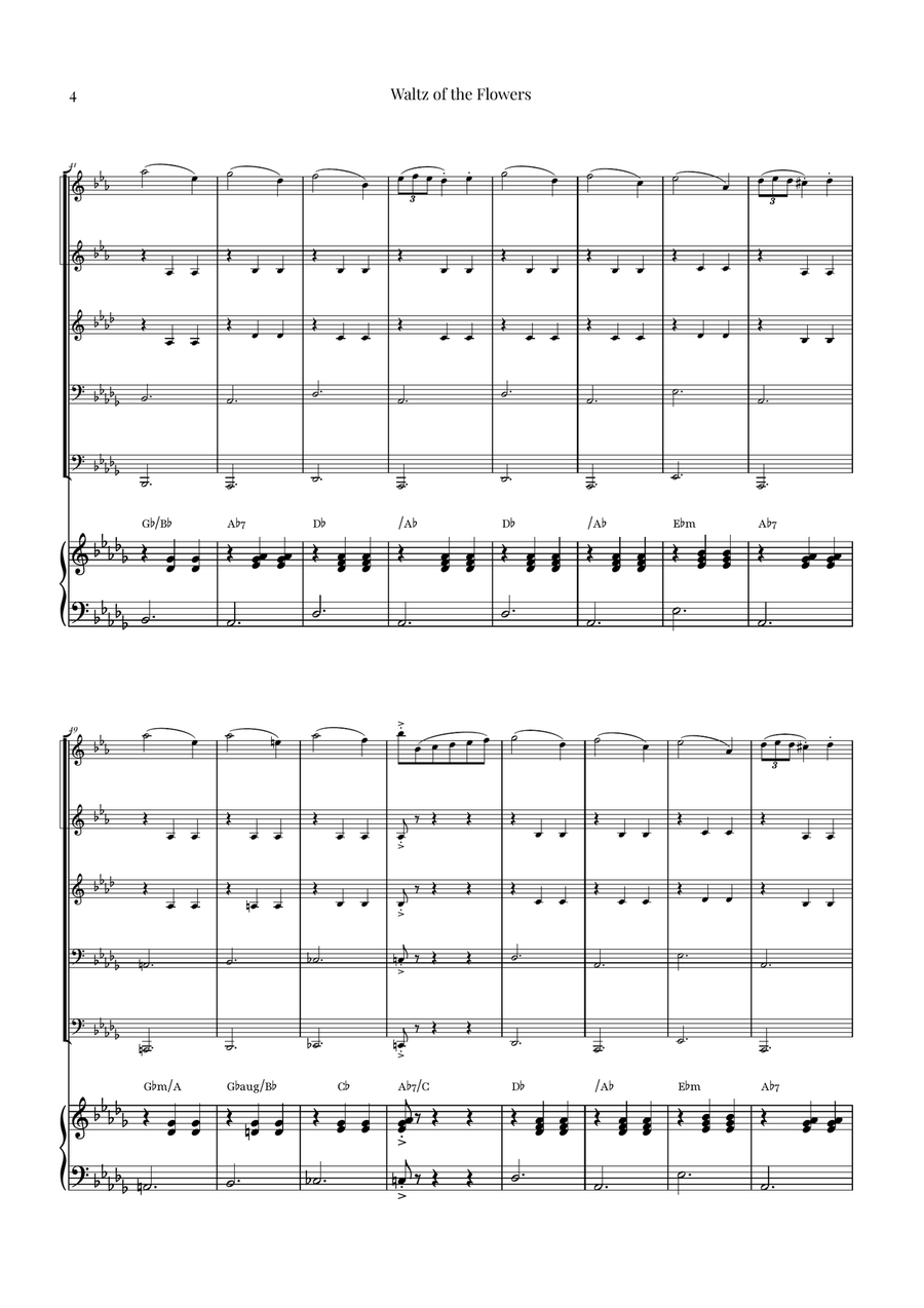 Waltz of the Flowers by Tchaikovsky | ENCHANTING Sheet Music Brass Quintet scores gallery preview page 4