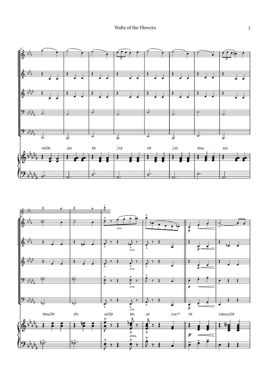 Waltz of the Flowers by Tchaikovsky | ENCHANTING Sheet Music Brass Quintet scores gallery preview page 5