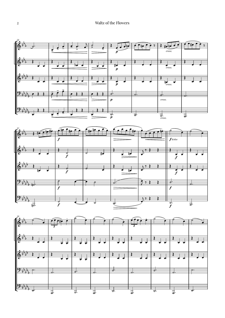 Waltz of the Flowers by Tchaikovsky | ENCHANTING Sheet Music Brass Quintet scores gallery preview page 2