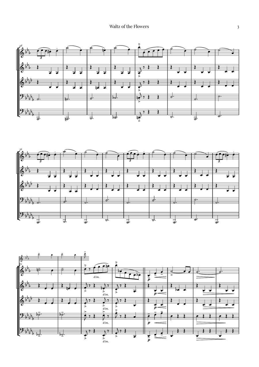 Waltz of the Flowers by Tchaikovsky | ENCHANTING Sheet Music Brass Quintet scores gallery preview page 3