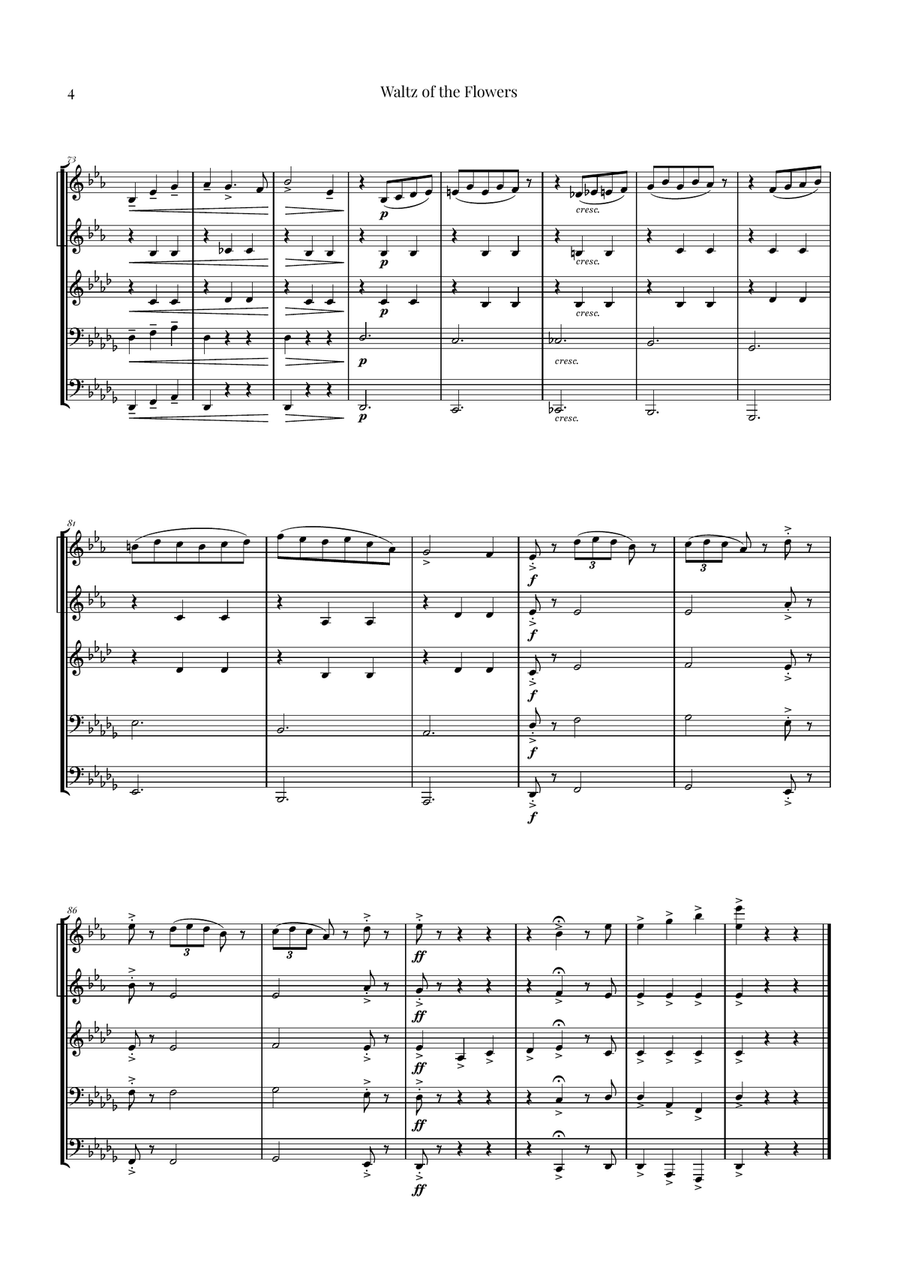 Waltz of the Flowers by Tchaikovsky | ENCHANTING Sheet Music Brass Quintet scores gallery preview page 4