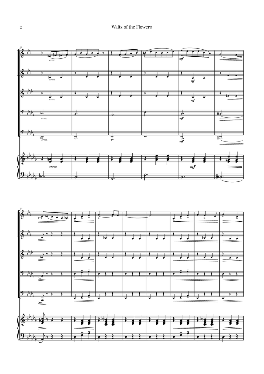 Waltz of the Flowers by Tchaikovsky | ENCHANTING Sheet Music Brass Quintet scores gallery preview page 2