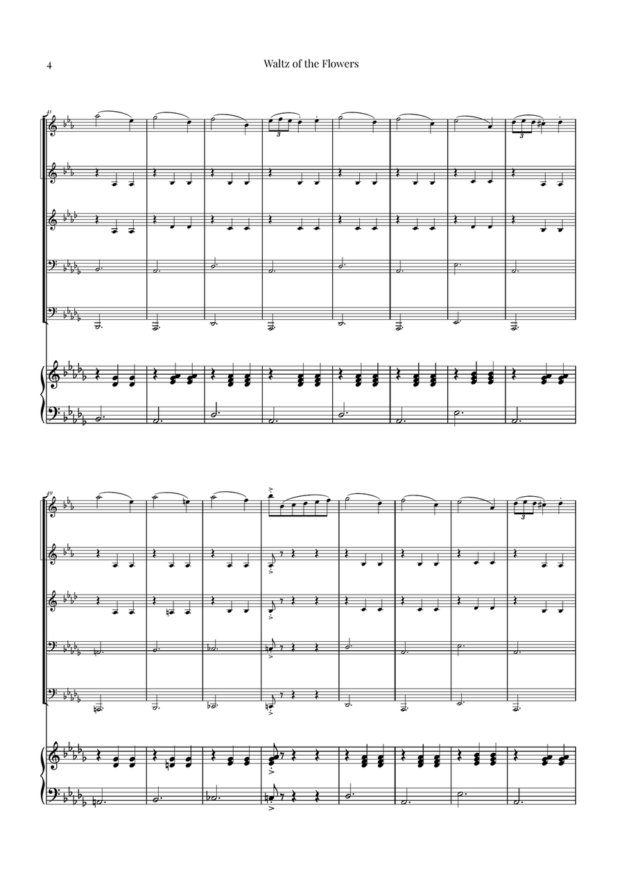 Waltz of the Flowers by Tchaikovsky | ENCHANTING Sheet Music Brass Quintet scores gallery preview page 4