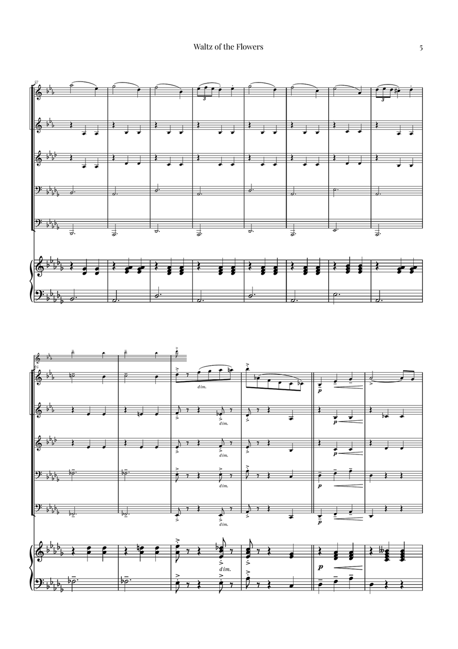 Waltz of the Flowers by Tchaikovsky | ENCHANTING Sheet Music Brass Quintet scores gallery preview page 5