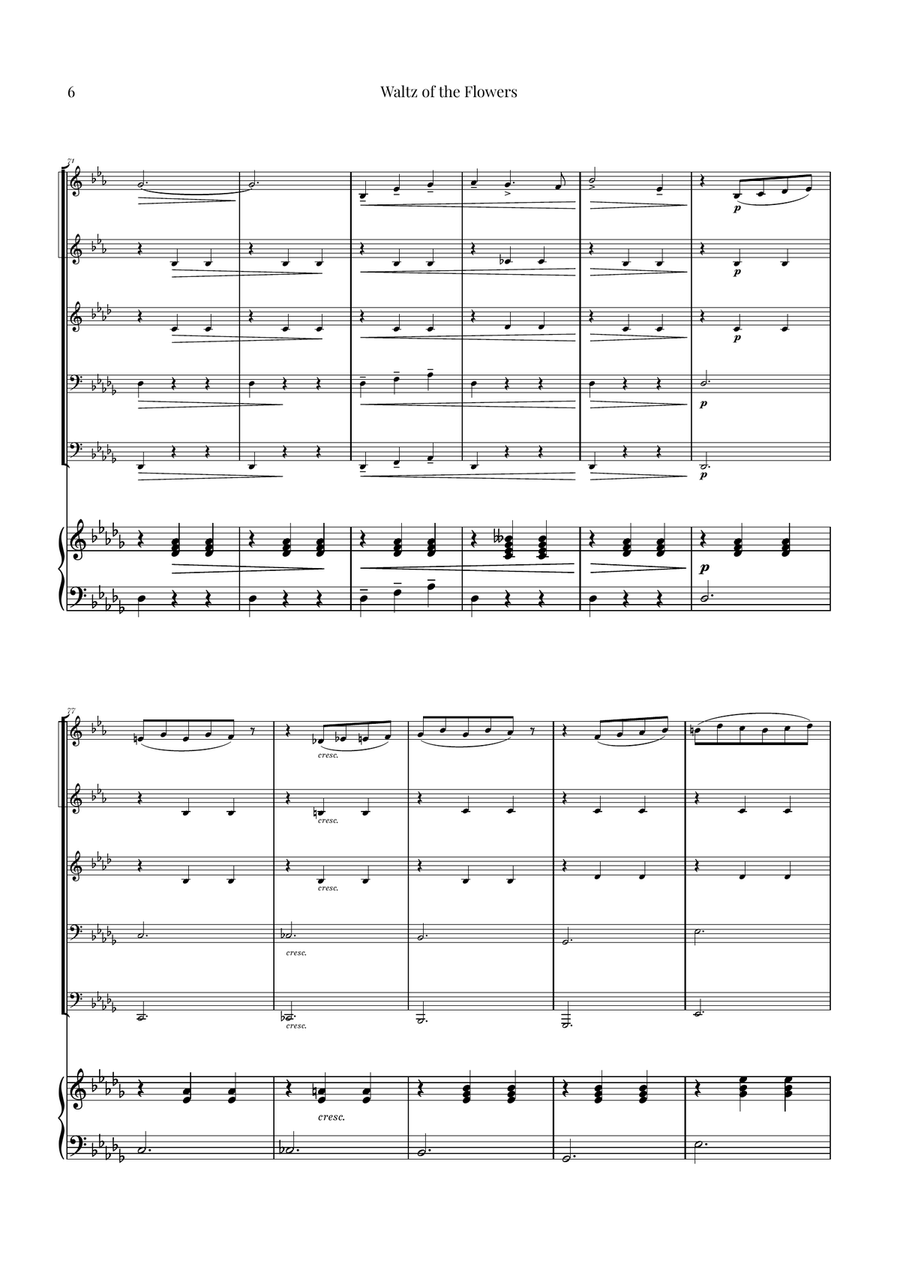 Waltz of the Flowers by Tchaikovsky | ENCHANTING Sheet Music Brass Quintet scores gallery preview page 6