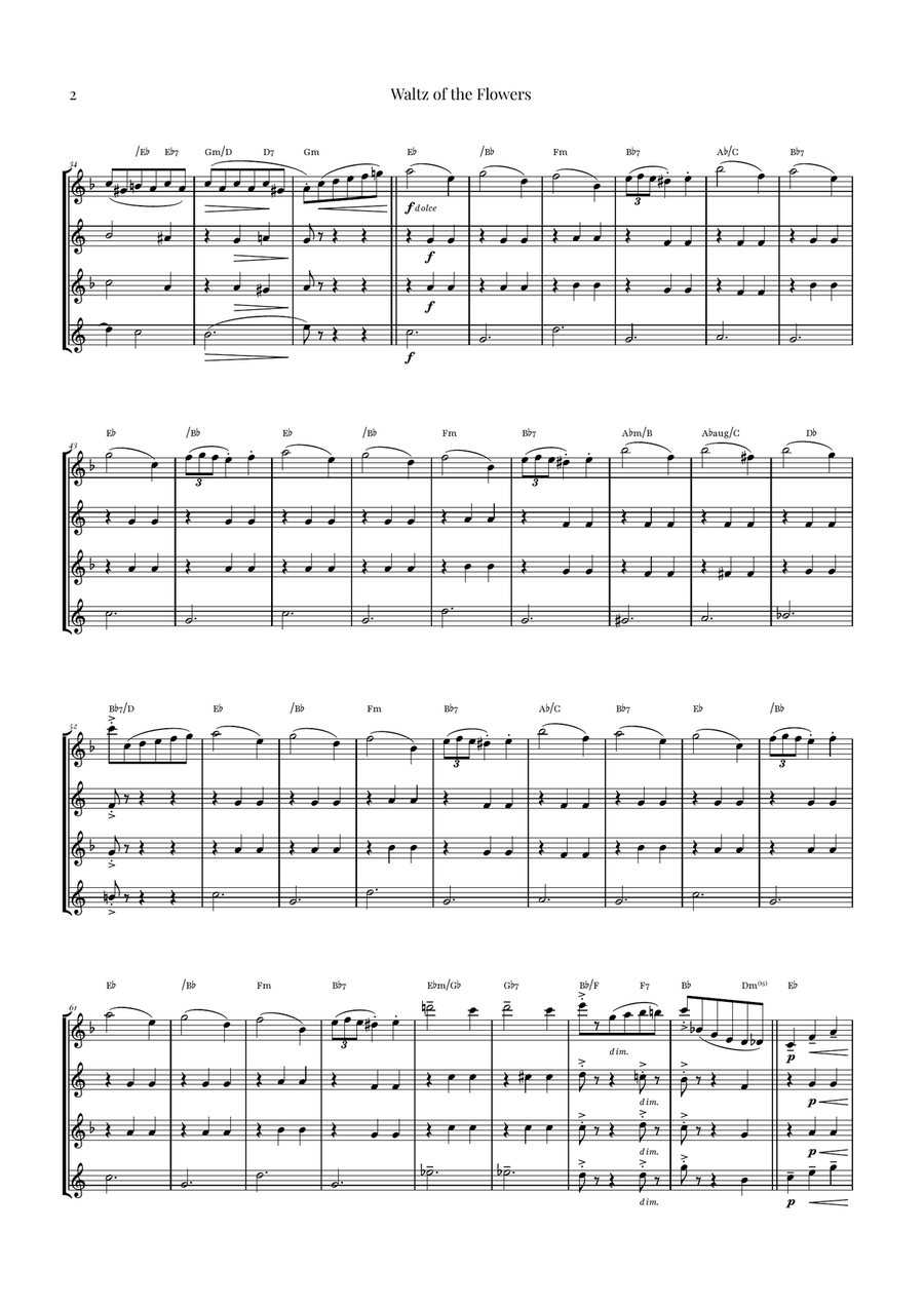 Waltz of the Flowers by Tchaikovsky | ENCHANTING Sheet Music Saxophone Quartet scores gallery preview page 2