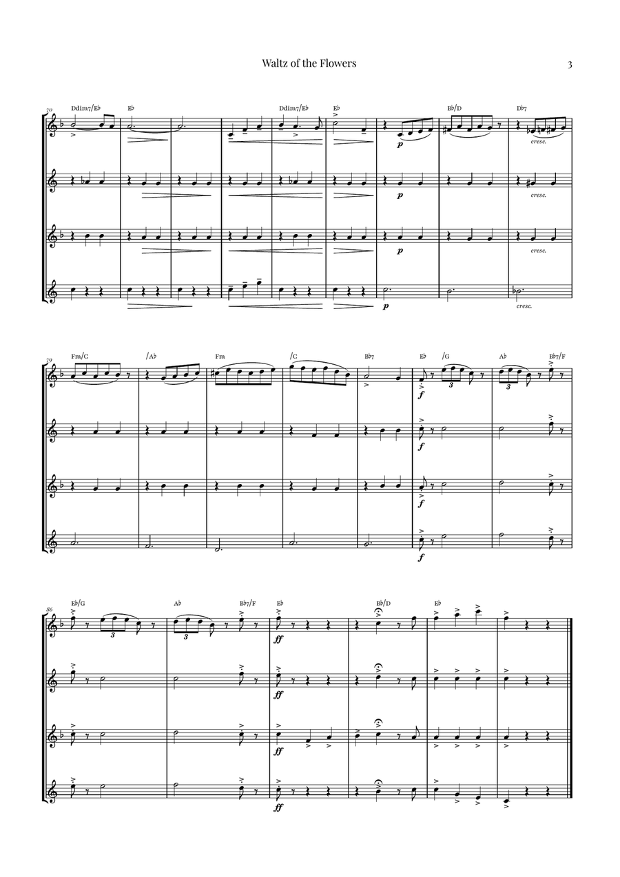 Waltz of the Flowers by Tchaikovsky | ENCHANTING Sheet Music Saxophone Quartet scores gallery preview page 3