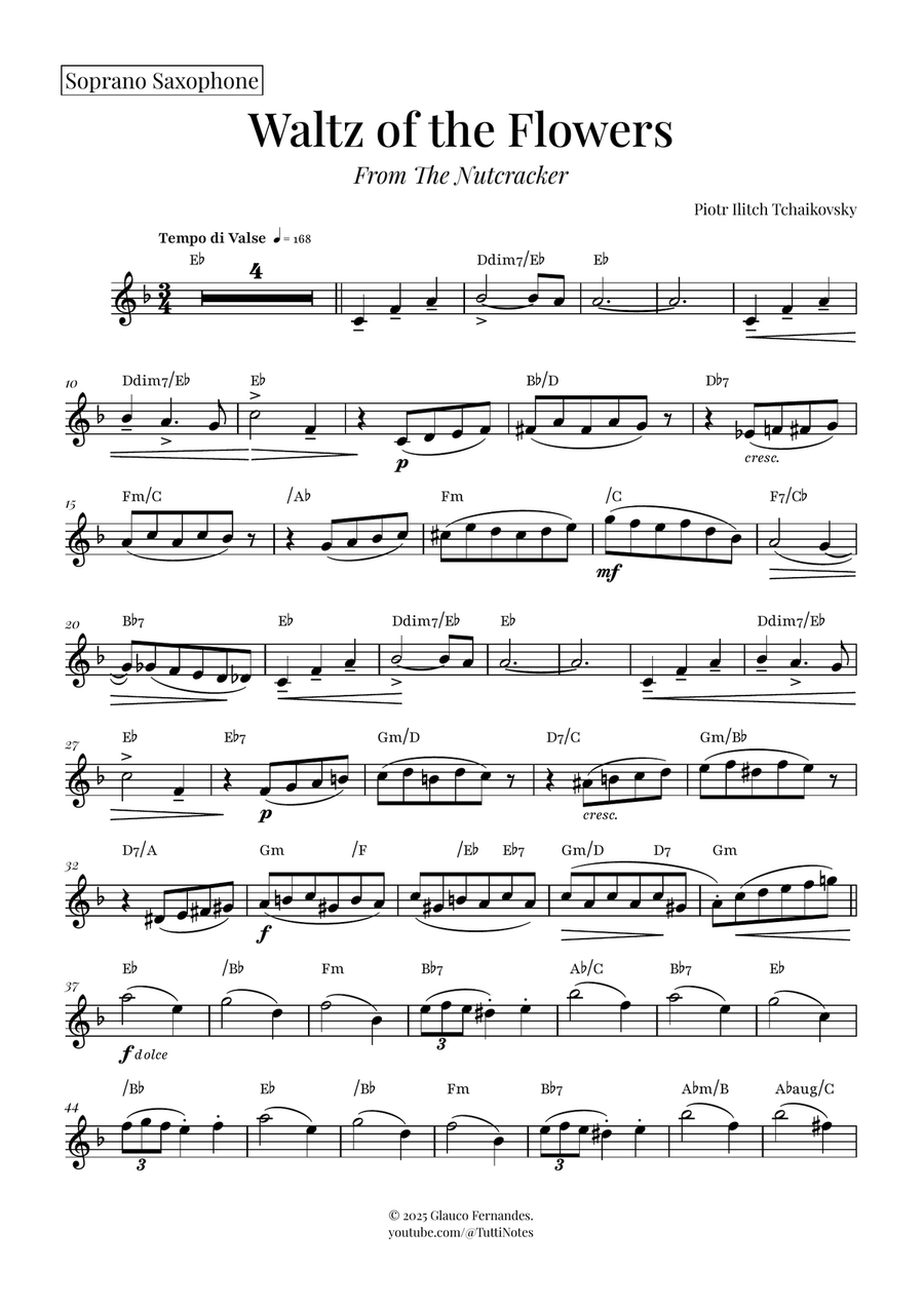 Waltz of the Flowers by Tchaikovsky | ENCHANTING Sheet Music Saxophone Quartet scores gallery preview page 4