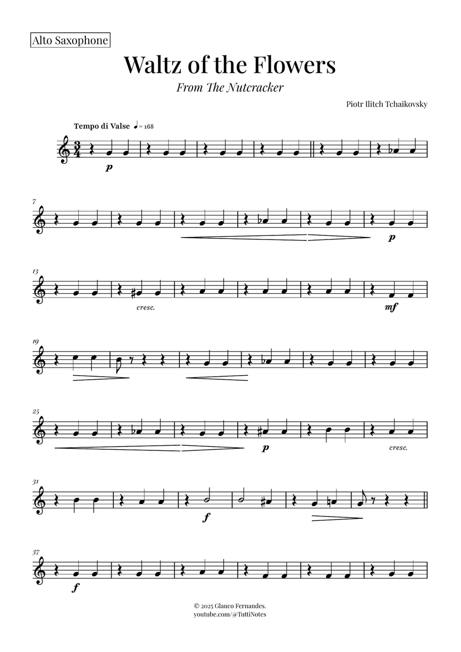 Waltz of the Flowers by Tchaikovsky | ENCHANTING Sheet Music Saxophone Quartet scores gallery preview page 6