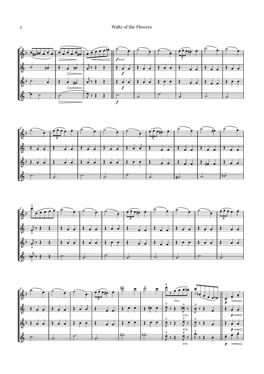 Waltz of the Flowers by Tchaikovsky | ENCHANTING Sheet Music Saxophone Quartet scores gallery preview page 2