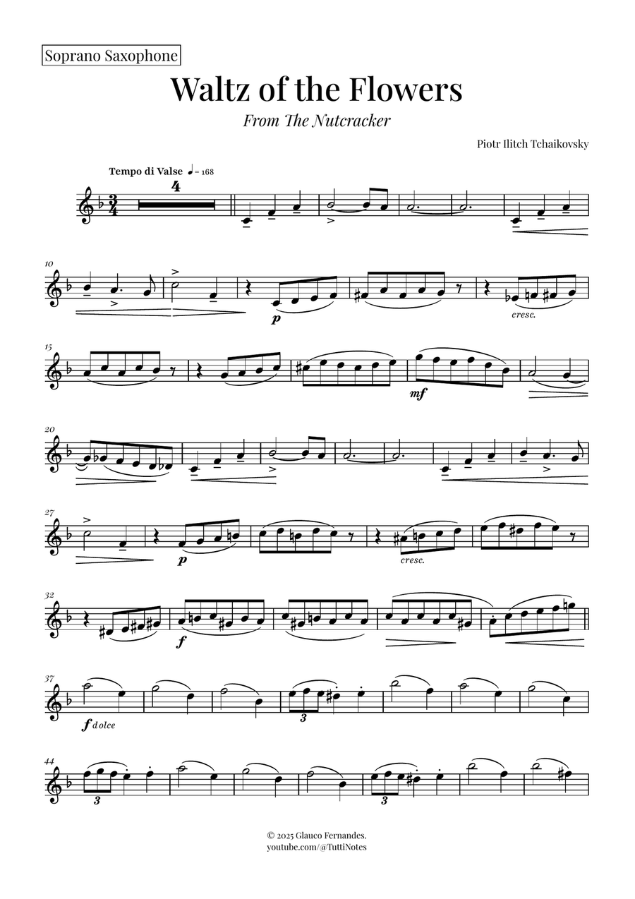 Waltz of the Flowers by Tchaikovsky | ENCHANTING Sheet Music Saxophone Quartet scores gallery preview page 4