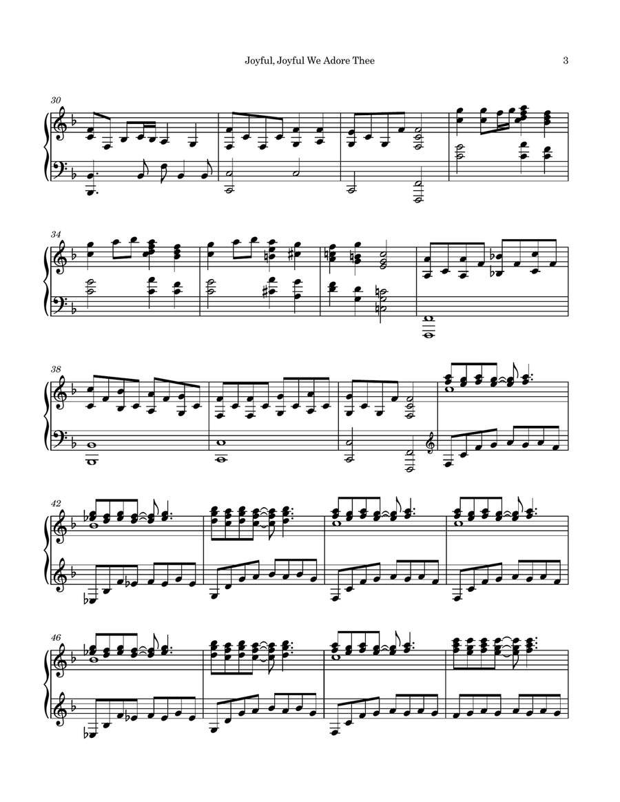 Joyful, Joyful We Adore Thee (Ode to Joy) Piano Solo scores gallery preview page 3