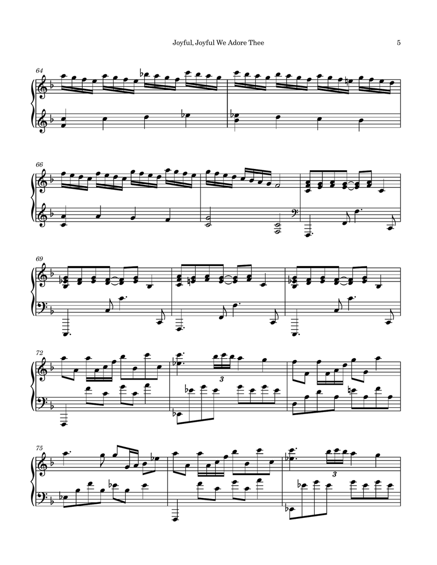Joyful, Joyful We Adore Thee (Ode to Joy) Piano Solo scores gallery preview page 5