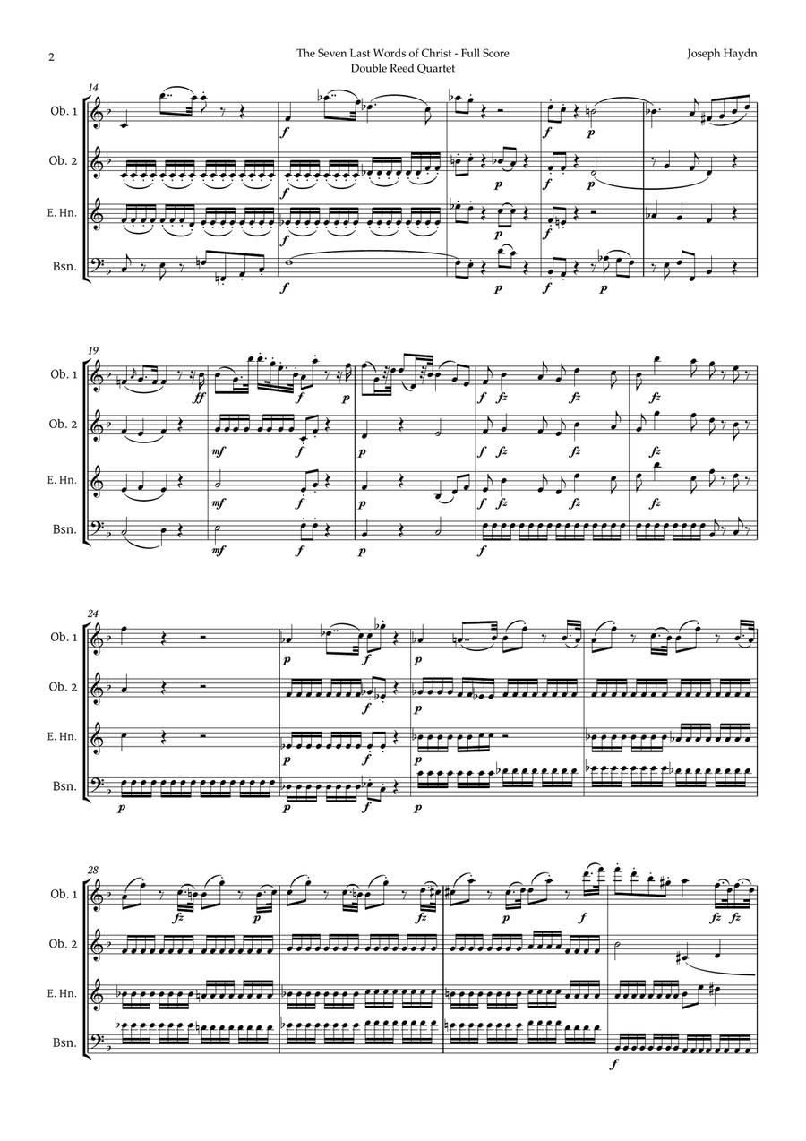 The Seven Last Words of Christ by Haydn for Double Reed Quartet Woodwind Quartet scores gallery preview page 2