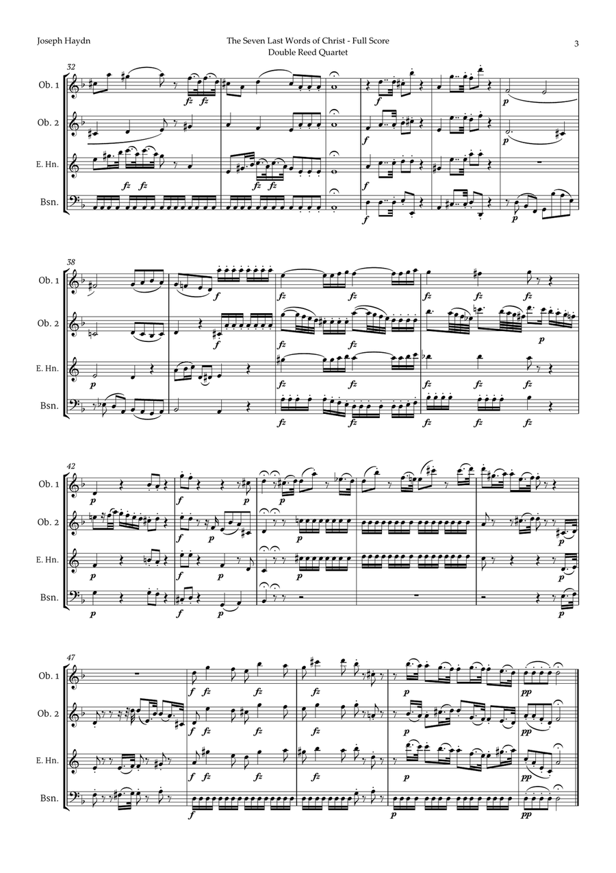 The Seven Last Words of Christ by Haydn for Double Reed Quartet Woodwind Quartet scores gallery preview page 3