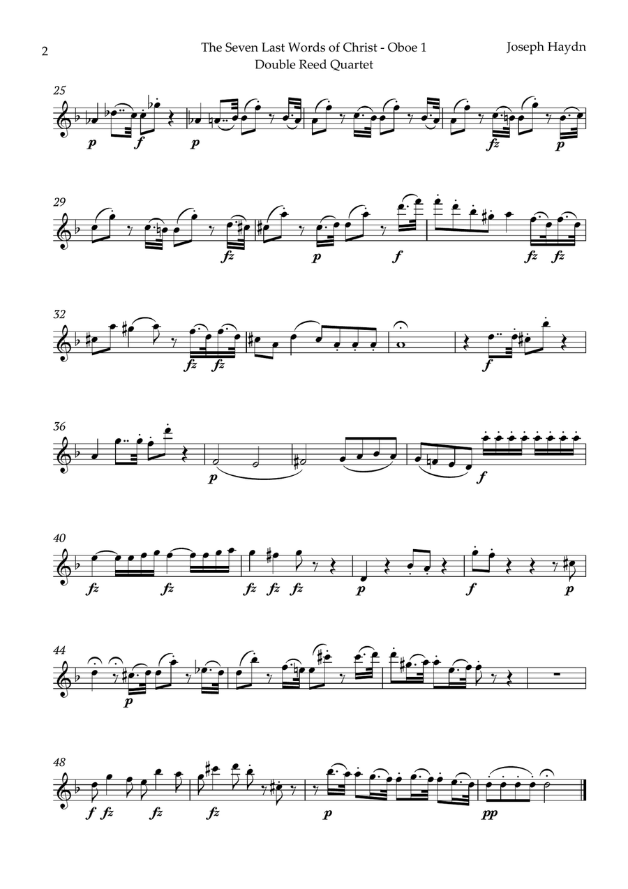 The Seven Last Words of Christ by Haydn for Double Reed Quartet Woodwind Quartet scores gallery preview page 5