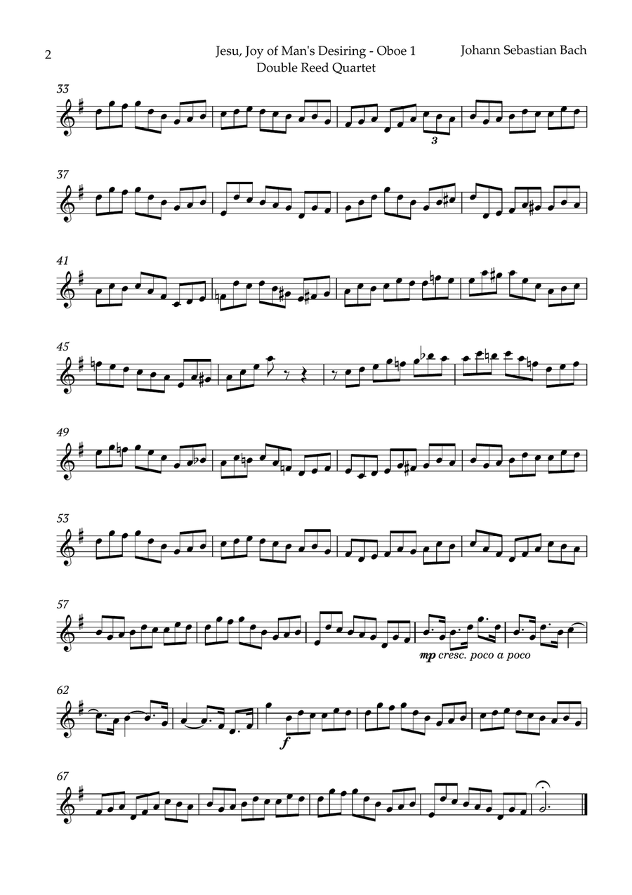 Jesu, Joy of Man's Desiring by Bach for Double Reed Quartet Woodwind Quartet scores gallery preview page 5