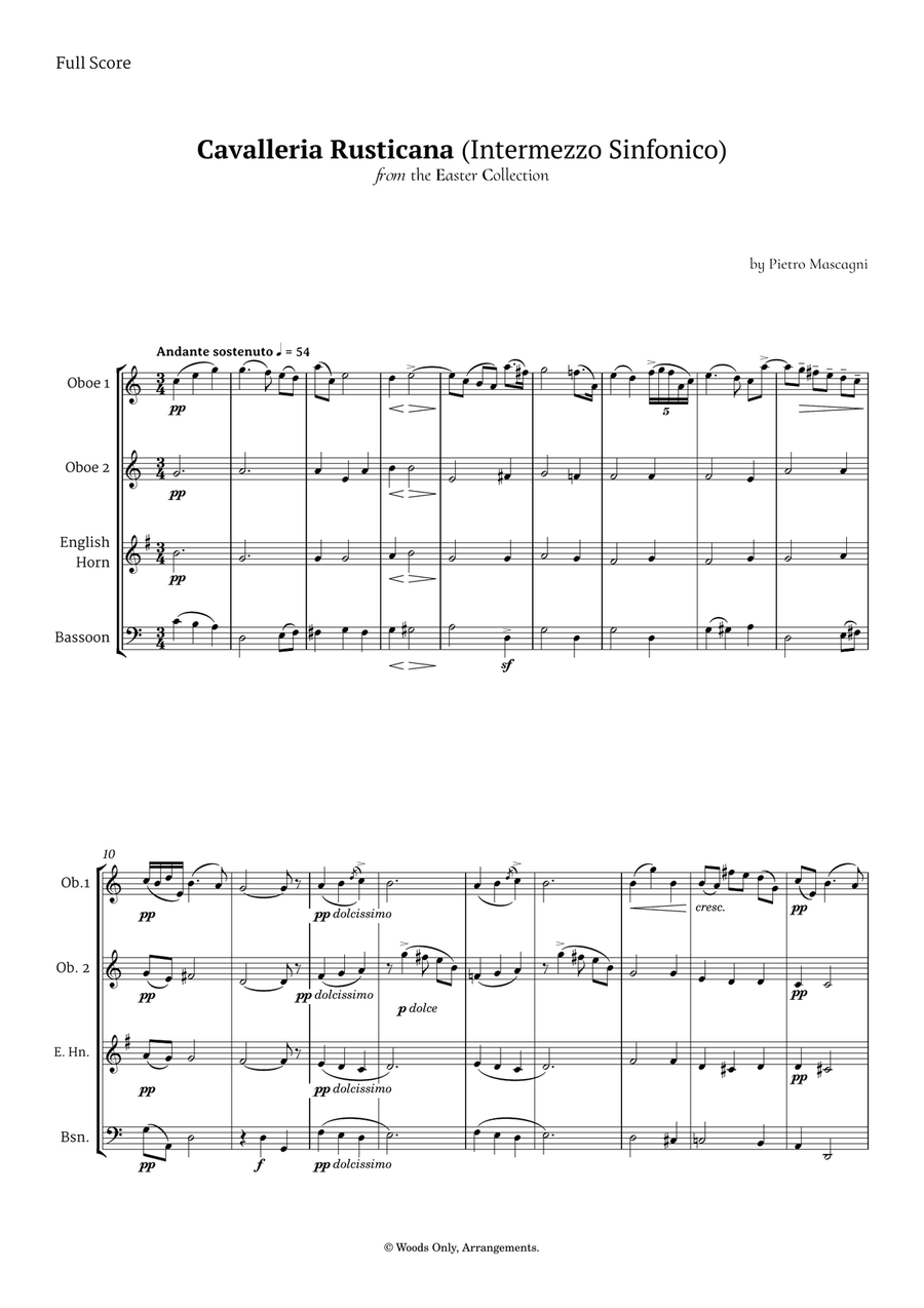 Intermezzo Sinfonico by Pietro Mascagni for Double Reed Quartet Woodwind Quartet scores gallery preview page 1