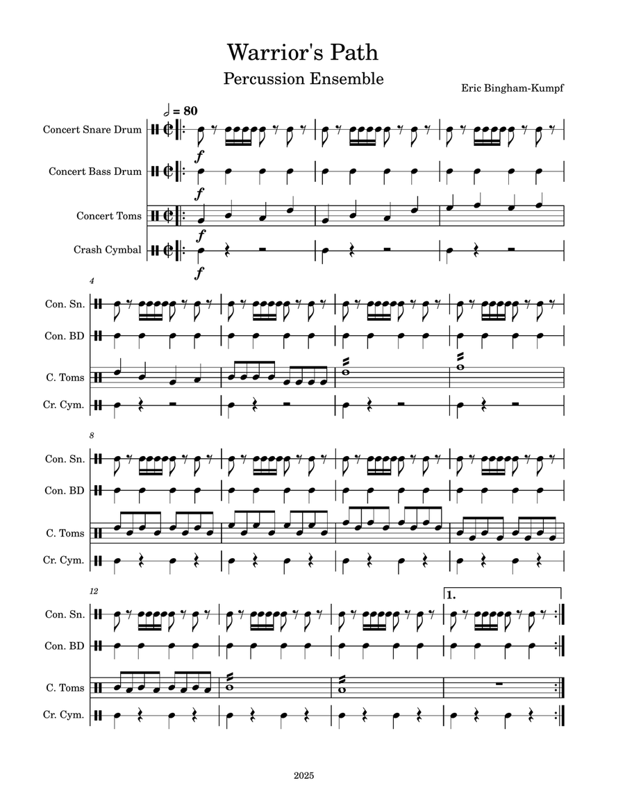 Warrior's Path Warrior's Path Percussion Ensemble scores gallery preview page 1