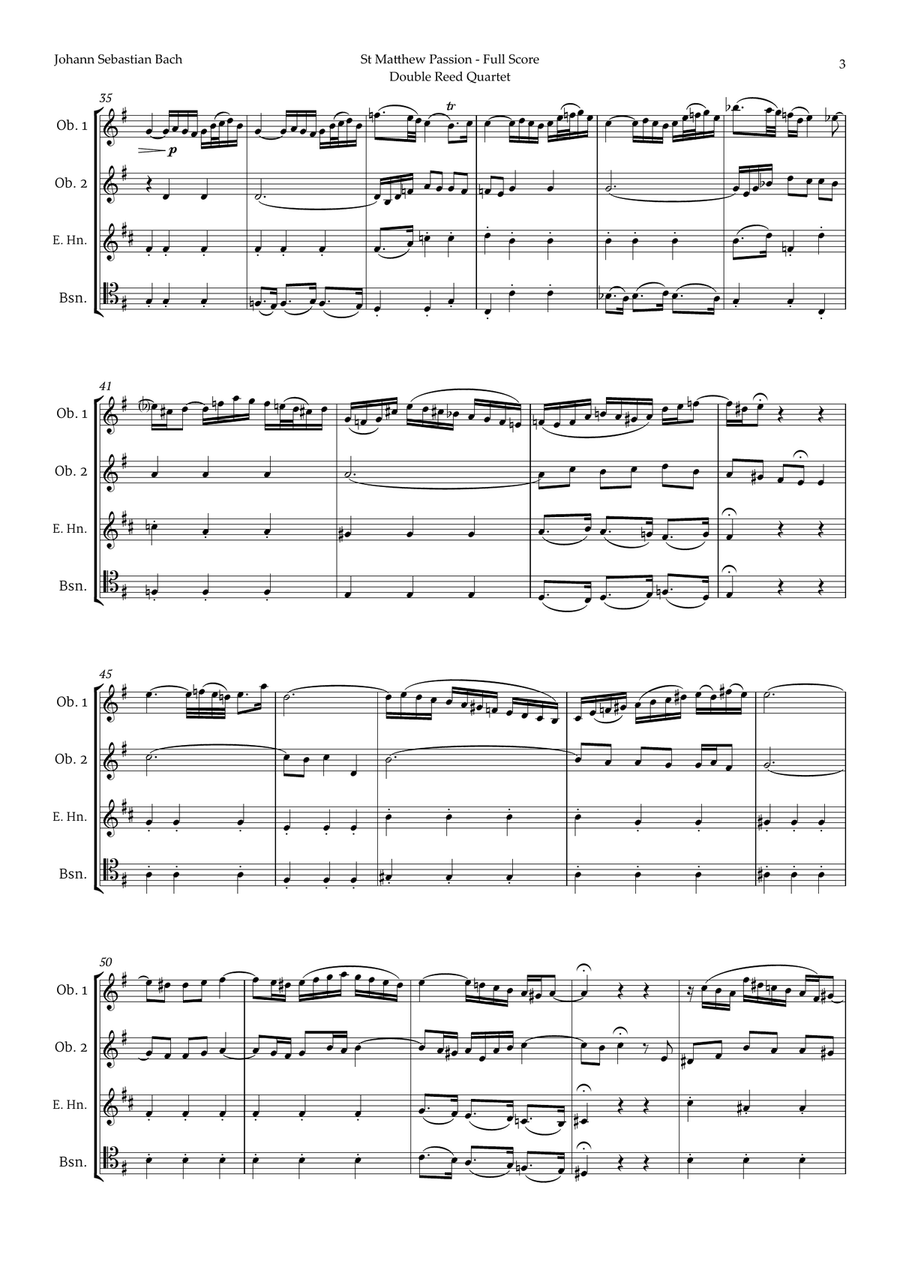 Aus Liebe will mein Heiland sterben by Bach for Double Reed Quartet Woodwind Quartet scores gallery preview page 3