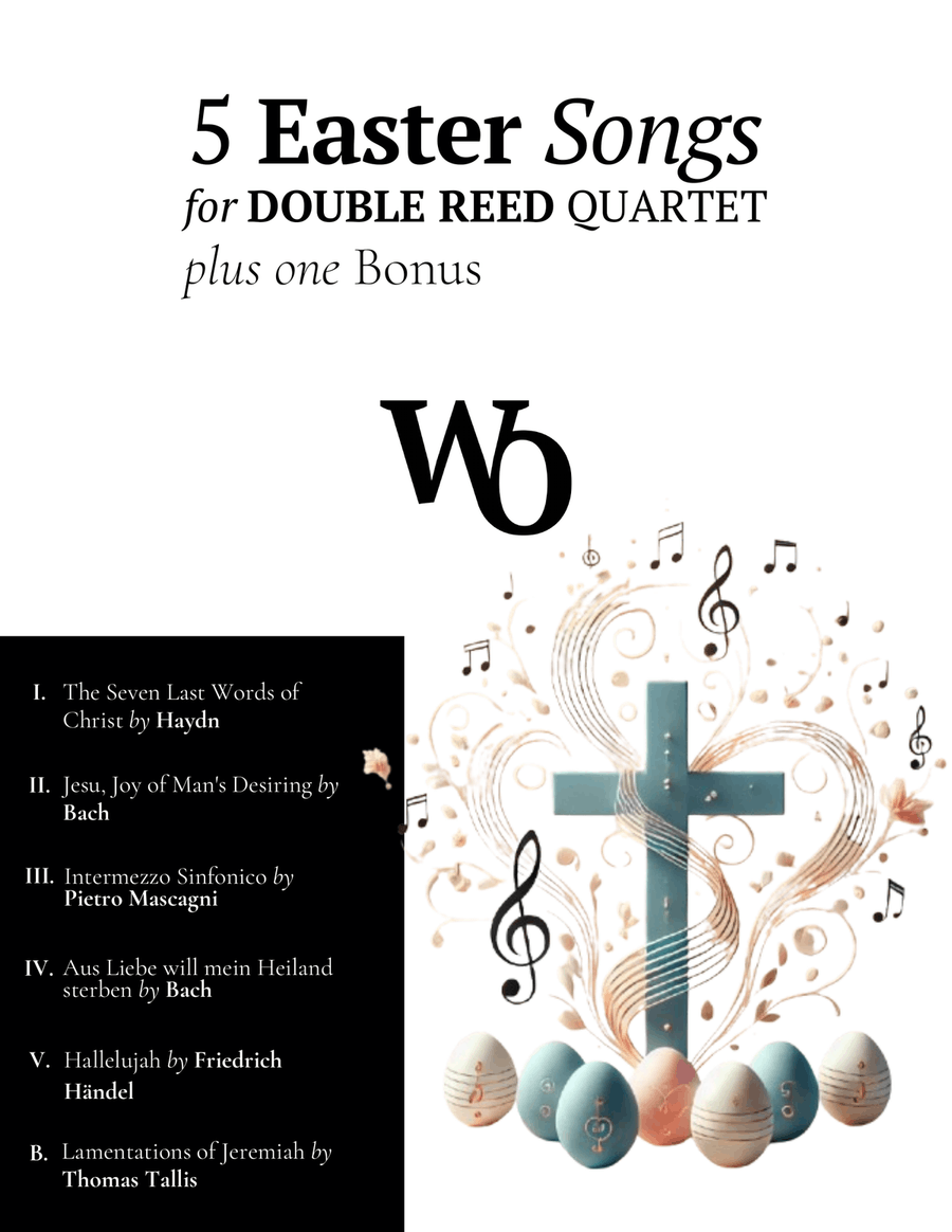 5 Easter Songs for Double Reed Quartet plus one Bonus Woodwind Quartet scores gallery preview page 1