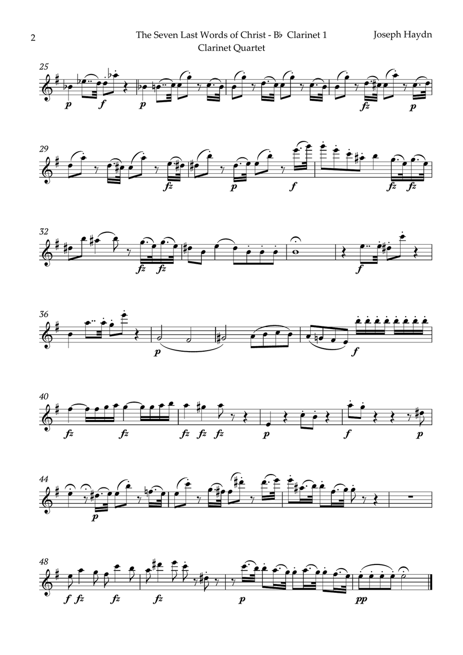The Seven Last Words of Christ by Haydn for Clarinet Quartet Clarinet Quartet scores gallery preview page 5