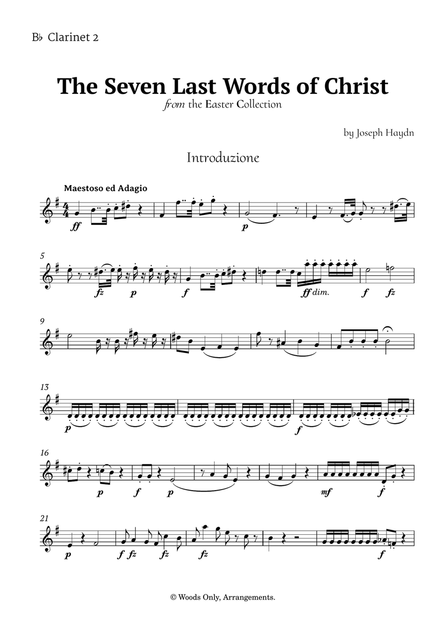 The Seven Last Words of Christ by Haydn for Clarinet Quartet Clarinet Quartet scores gallery preview page 6