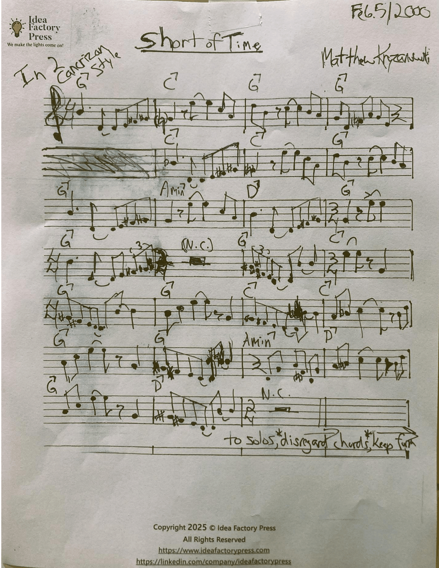 Short of Time Short of Time Piano scores gallery preview page 1
